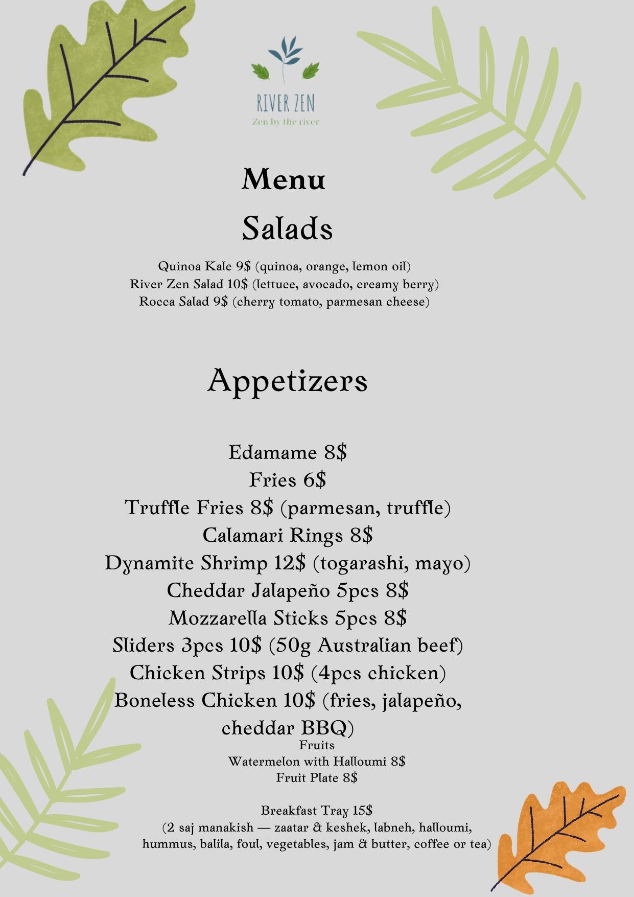Menu page 1